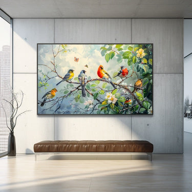 Painting of Birds on Branches